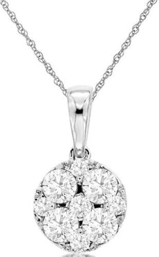 1.0CT DIAMOND 14KT WHITE GOLD ROUND INVISIBLE 3D CIRCULAR FUN FLOATING PENDANT
