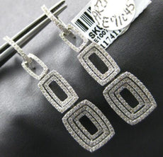 LARGE 1.70CT DIAMOND 14KT WHITE GOLD 3D ROUND MULTI SQUARE FUN HANGING EARRINGS