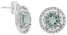 2.68CT DIAMOND & AAA GREEN AMETHYST 14K WHITE GOLD ROUND SOLITAIRE STUD EARRINGS