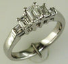 ESTATE .78CT DIAMOND 14KT WHITE GOLD 3D CLASSIC BAGUETTE 5 STONE ENGAGEMENT RING