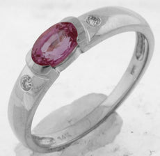 .54CT DIAMOND & AAA PINK SAPPHIRE 14KT WHITE GOLD OVAL & ROUND FRIENDSHIP RING