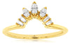 ESTATE .15CT DIAMOND 14KT YELLOW GOLD ROUND & BAGUETTE V SHAPE ANNIVERSARY RING