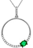 .27CT DIAMOND & AAA EMERALD 14KT WHITE GOLD 3D OVAL & ROUND FUN FLOATING PENDANT