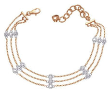 .45CT DIAMOND 14K ROSE & WHITE GOLD 3 ROW BEZEL BY THE YARD LOVE TENNIS BRACELET