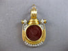 ANTIQUE LARGE DIAMOND & AAA SAPPHIRE 18K 2 TONE GOLD 3D CORNELIAN PENDANT 28157
