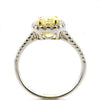1.33CT WHITE & FANCY YELLOW DIAMOND 18K 2 TONE GOLD OVAL & ROUND ENGAGEMENT RING