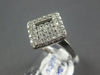 ESTATE LARGE .65CT DIAMOND 18KT WHITE GOLD 3D CLASSIC PAVE SQUARE FUN RING