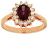 1.30CT DIAMOND & AAA RHODOLITE 14KT ROSE GOLD OVAL & ROUND PRINCESS DIANA RING