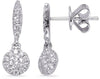 ESTATE .56CT DIAMOND 14KT WHITE GOLD 3D CLASSIC FLOWER STUD HANGING EARRINGS