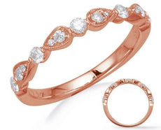 .28CT DIAMOND 14KT ROSE GOLD ROUND & PEAR SHAPE FILIGREE SEMI ETERNITY FUN RING
