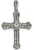 .44CT DIAMOND 14KT WHITE GOLD CLASSIC PAVE BEZEL FILIGREE CROSS FLOATING PENDANT