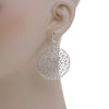 LARGE .33CT DIAMOND 18KT WHITE GOLD MULTI HEART FILIGREE FLOWER HANGING EARRINGS