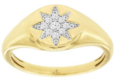ESTATE .10CT DIAMOND 14KT 2 TONE GOLD CLASSIC ROUND STAR MATTE & SHINY FUN RING