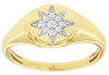ESTATE .10CT DIAMOND 14KT 2 TONE GOLD CLASSIC ROUND STAR MATTE & SHINY FUN RING
