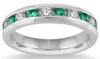 1.18CT DIAMOND & AAA EMERALD 14KT WHITE GOLD 3D CHANNEL WEDDING ANNIVERSARY RING