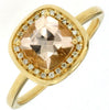 Estate 1.44Ct Diamond & AAA Morganite 14Kt Yellow Gold Cushion & Round Friendship Ring
