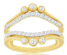 .47CT DIAMOND 14KT YELLOW GOLD 3D ROUND PAST PRESENT FUTURE BEZEL INSERT RING