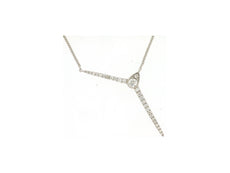 ESTATE .19CT DIAMOND 14KT WHITE GOLD 3D ROUND & PEAR SHAPE BAR FUN NECKLACE
