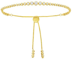 1.05CT DIAMOND 14KT YELLOW GOLD 3D ROUND CLASSIC GRADUATING ADJUSTABLE BRACELET