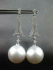 LARGE .6CT DIAMOND & AAA SOUTH SEA PEARL 18K WHITE GOLD V SHAPE HANGING EARRINGS