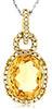 2.57CT DIAMOND & AAA CITRINE 14KT YELLOW GOLD 3D OVAL LOVE KNOT FLOATING PENDANT