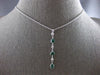 LONG .70CT DIAMOND & AAA EMERALD 14KT WHITE GOLD 3D MULTI SHAPE LARIAT NECKLACE