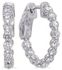 1.13CT DIAMOND 14K WHITE GOLD 3D SHARED PRONG INSIDE OUT HUGGIE HANGING EARRINGS
