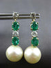 1.88CT DIAMOND AAA EMERALD & SOUTH SEA PEARL 14K 2 TONE GOLD OVAL EARRINGS 27171