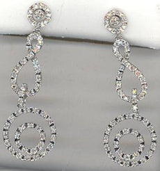 ESTATE .51CT DIAMOND 14KT WHITE GOLD 3D CIRCLE OF LIFE INFINITY HANGING EARRINGS