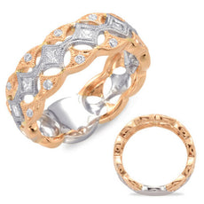 .43CT DIAMOND 14KT WHITE & ROSE GOLD ROUND & PRINCESS FILIGREE ANNIVERSARY RING