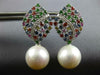 1.3CT DIAMOND AAA MULTI COLOR SAPPHIRE & SOUTH SEA PEARL 18K WHITE GOLD EARRINGS