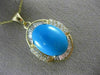 ESTATE EXTRA LARGE 11.27CT DIAMOND & AAA TURQUOISE 14K YELLOW GOLD PENDANT 24819