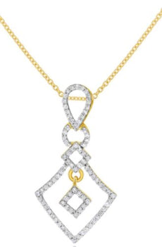.26CT DIAMOND 14K YELLOW GOLD 3D ROUND MULTI SHAPE GEOMETRICAL TEAR DROP PENDANT