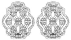 LARGE .52CT DIAMOND 14KT WHITE GOLD CRISS CROSS FLOWER CLIP ON HANGING EARRINGS