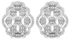 LARGE .52CT DIAMOND 14KT WHITE GOLD CRISS CROSS FLOWER CLIP ON HANGING EARRINGS