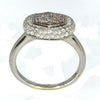 WIDE .86CT WHITE & PINK DIAMOND 18KT WHITE & ROSE GOLD PAVE SQUARE HEXAGON RING