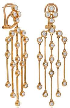 LARGE 2.70CT DIAMOND 18KT ROSE GOLD MULTI ROW BY THE YARD BEZEL FLOWER EARRINGS
