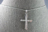 ESTATE .44CT DIAMOND 18KT WHITE GOLD 3D PRINCESS & ROUND CROSS FLOATING PENDANT