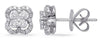 .56CT DIAMOND 14KT WHITE GOLD 3D CLASSIC 4 LEAF CLOVER FLOWER HALO STUD EARRINGS