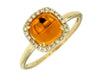 ESTATE 1.8CT DIAMOND & AAA CITRINE 14KT YELLOW GOLD SQUARE & ROUND HALO FUN RING
