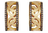 WIDE .62CT MOCHA DIAMOND 18KT BLACK & YELLOW GOLD FILIGREE HOOP HANGING EARRINGS