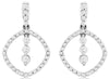 ESTATE .33CT DIAMOND 14K WHITE GOLD 3 STONE CIRCULAR SQUARE FUN HANGING EARRINGS
