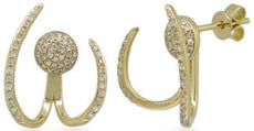 ESTATE .35CT DIAMOND 14KT YELLOW GOLD 3D ABSTRACT FUN HANGING EARRINGS