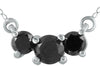 ESTATE .47CT BLACK DIAMOND 14K WHITE GOLD 3D ROUND CLASSIC 3 STONE LOVE NECKLACE