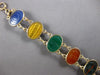 ANTIQUE EXTRA LARGE MULTI COLOR GEM 14KT YELLOW GOLD HANDCRAFTED BRACELET #27931