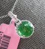 1.87CT DIAMOND & AAA EMERALD 18KT WHITE GOLD ROUND CLASSIC HALO FLOATING PENDANT