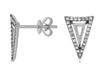 .15CT DIAMOND 14KT WHITE GOLD 3D ROUND DOUBLE TRIANGULAR TRILLION STUD EARRINGS