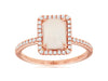 1.15CT DIAMOND & AAA OPAL 14KT ROSE GOLD 3D EMERALD CUT & ROUND SQUARE HALO RING