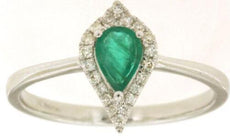 .48CT DIAMOND & AAA EMERALD 14K WHITE GOLD 3D PEAR SHAPE & ROUND TEAR DROP RING