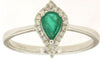 .48CT DIAMOND & AAA EMERALD 14K WHITE GOLD 3D PEAR SHAPE & ROUND TEAR DROP RING
